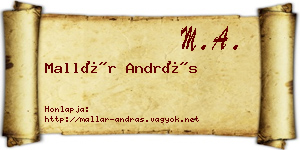 Mallár András névjegykártya